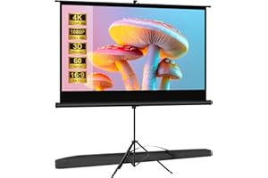 SCREENMAX Outdoor Projector Screen with Stand Tripod, Indoor Pull Up Portable Projector Screen, 60 INCH 16:9 Adjustable Projection Screen with Carry Bag for Home Theater Backyard Party Movie Nights