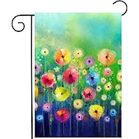 ShineSnow Watercolor Abstract Spring Summer Seasonal Green Floral Flowers Painting Art Garden Yard Flag 12"x 18" Double…