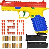 DIY Building Block Shell Ejecting Toy Gun Automatic Pull Back Toy Blaster | Building Block Toy Guns with 120 Darts, Mini Blaster Gun with 2 Magazines, Shooting Games STEM Toy Gun