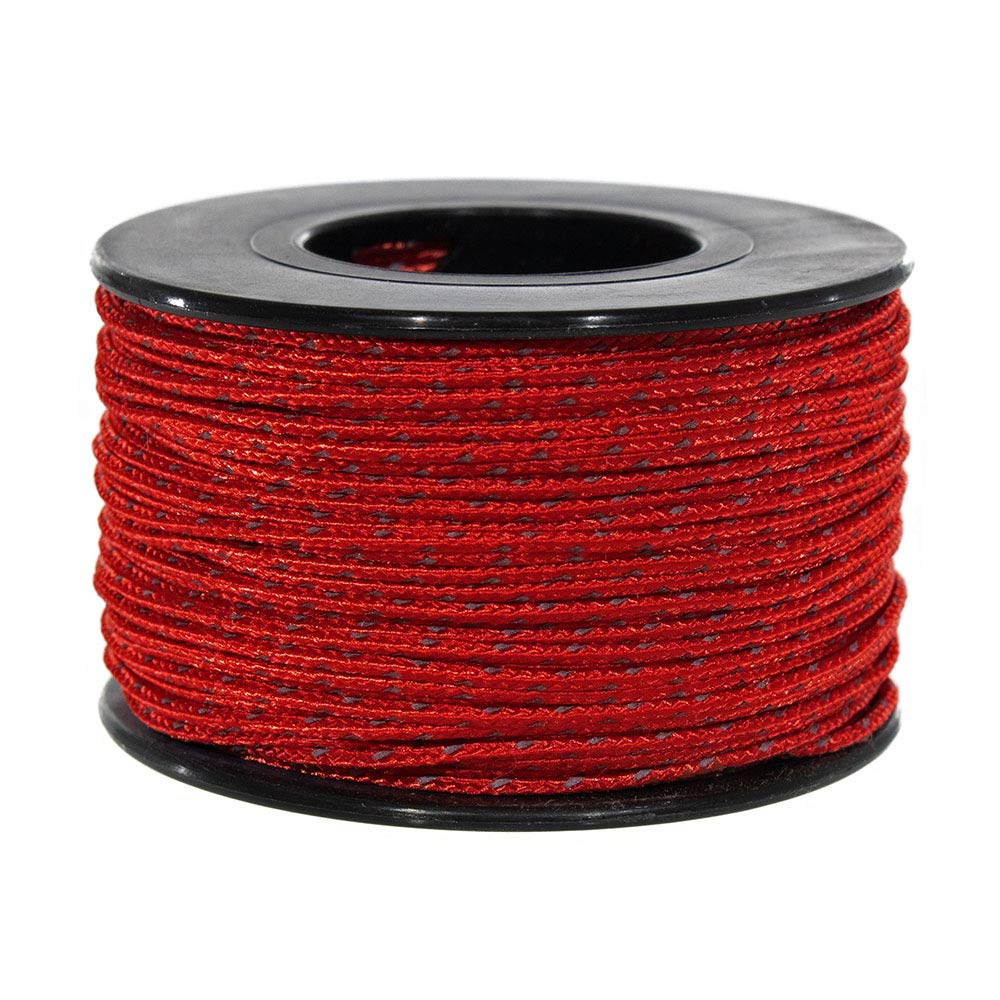 PARACORD PLANET Glow in the Dark Micro Cord, 1.18mm Diameter, 125 Feet Spool, Reflective Imperial Red, Great for Crafting, DIY, Jewelry, Macramé, Outdoor Activities