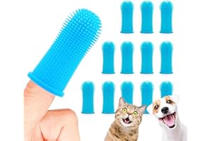 Dog & Cat Toothbrush 12Pcs, 360° Silicone Dog Finger Toothbrush for Small Dogs, Puppies, Cats & Kittens, Pet Teeth Cleaning &