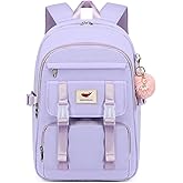 Backpack for Teen Girls Laptop Backpacks 15.6 Inch School Bag for Students Women College Bookbag Travel Daypack (Purple)