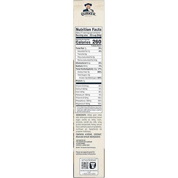 QUAKER SIMPLY GRANOLA, OATS, HONEY, & ALMONDS, 24.1OZ BOX