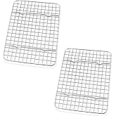 P&amp;P CHEF 8.75 Inch Stainless Steel Cooling Baking Rack Set of 2 | Grid Cooking Racks for Griddle Roasting Grilling Warming, Good for Friends or Family, Oven &amp; Dishwasher Safe, Heavy Duty