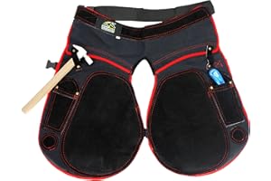 Equine Care Farrier Apron Chaps – 2mm Cowhide Suede Leather, 500 GSM Canvas, 23" Length, Adjustable Waist (28–52"), Ambidextrous Knife Pockets, Magnets & Loops – Horseshoeing & Hoof Trimming.