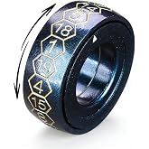 DND Blue Metal Spinner Ring,Fidget Dice Accessory for Stress Relief | Anxiety Stainless Steel Ring for Adults Women Men Teens,Perfect for Waiting Work Study Gift
