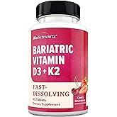 BioSchwartz Bariatric D3 K2 Dissolvable Tablets - 90 Cherry-Strawberry Tablets - Supports Bone Strength - Bariatric Vitamins for Women with Vitamin D3 5000 IU - Third Party Tested, 90 Servings