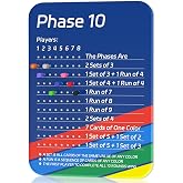 LZC LADYS GIFT Phase 10 Score Board, Acrylic Scoreboard for Phase 10 Card Game with 8 Colored Pegs