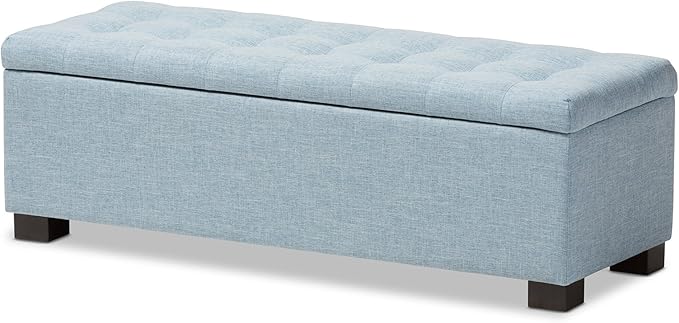 Amazon.com: Baxton Studio Orillia - Banco otomano tapizado de tela azul