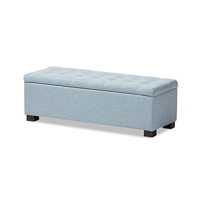 Modern Light Blue Grid-Tufted Storage Ottoman Bench Ghana Ubuy
