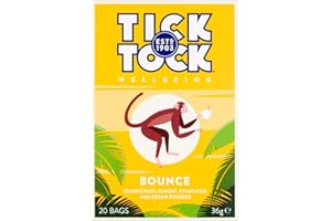 TICK TOCK TEAS Tick Tock Bounce herbal tea blend with rooibos. Caffeine free, Refreshing and vibrant with uplifting kick. 20 bags