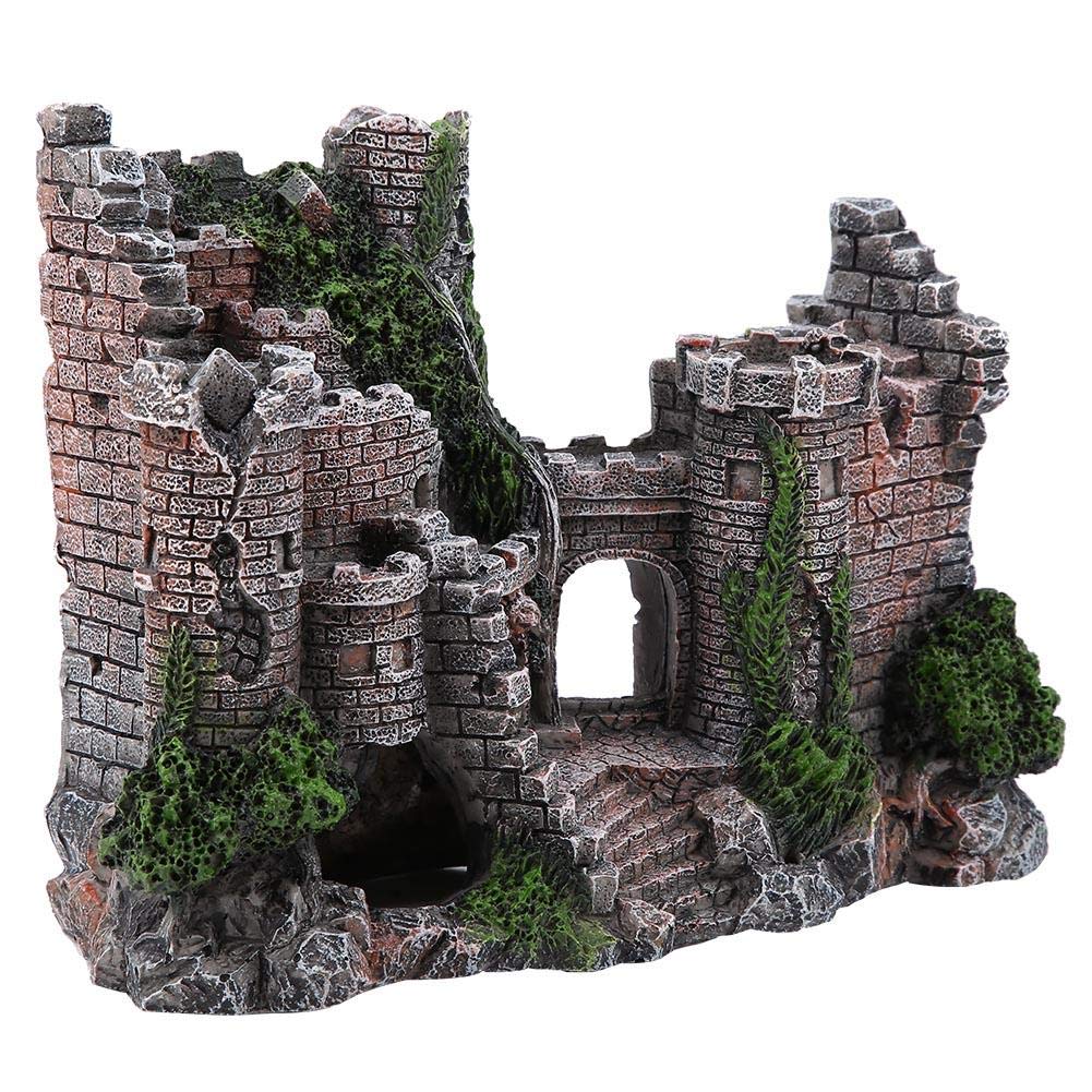 Pssopp Castle Aquarium Decoration Simulation Resin Hide House Fish Tank Aquarium Ornaments Decor with Realistic Details Simulation