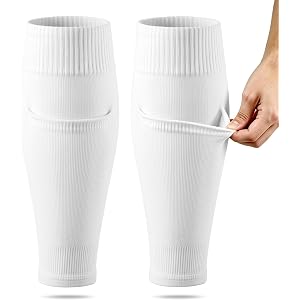 Aegend Soccer Leg Sleeves with Shin Guard Pocket for Football Baseball | Pre Cut Soccer Socks, Soccer Leg Sleeves with Insert