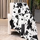 Cow Print Blanket Black & White - 50"x60" Plush Soft Fuzzy Fleece Throw for Adults Kids, All-Season Lightweight Bedding Decor, Gifts for Cow Lovers Birthday