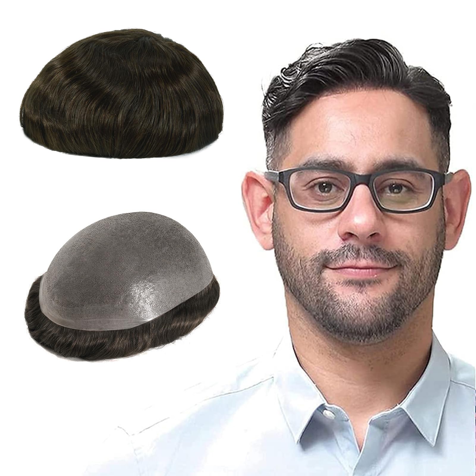 Lordhair Toupee 100% Human Hair Hairpiece For Men With 0.08mm Ski Color 3 โ image 1