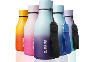 BJPKPK 12oz Insulated Water Bottle, Stainless Steel Bottle with Carry Strap | Keep Cold & Hot Vacuum Insulation, Leak-Proof BPA-Free Design, Slim Bottle Fits Most Cup Holders for Gym, Office & Travel