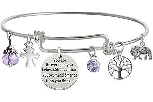 TISDA "You Are Braver Than You Believe Stronger Than You Seem and Smarter Than You Think Inspirational Bracelet Expandable Bangle for Women