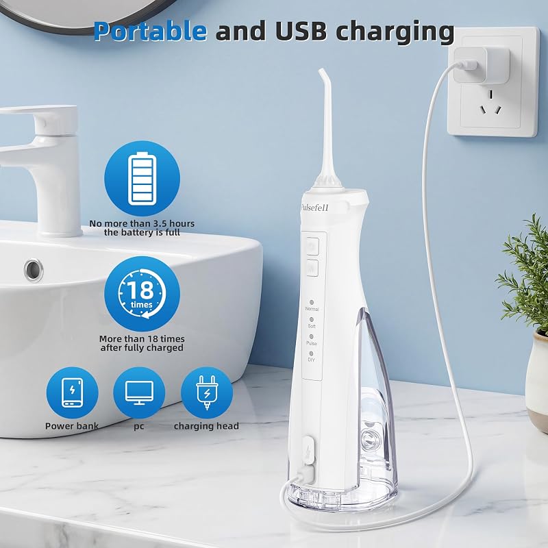 Irrigador Dental Portátil, 300 ML Water Flosser Recargable