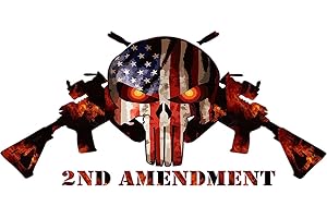 STICKY-DUDE 2 pcs 2nd Amendment Sticker Skull Decal, 5 inch - Vinyl Sticker for Car Bumper, Truck, Window USA Flag