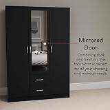 Vida Designs Riano 3 Door Mirrored Wardrobe Black 170H x 115.4W x 53D view 5