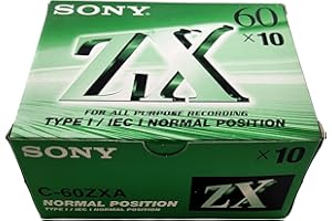 SONY C60ZXA/10 60-Minute Blank Audiocassette Tape, Normal Bias (10-Pack)