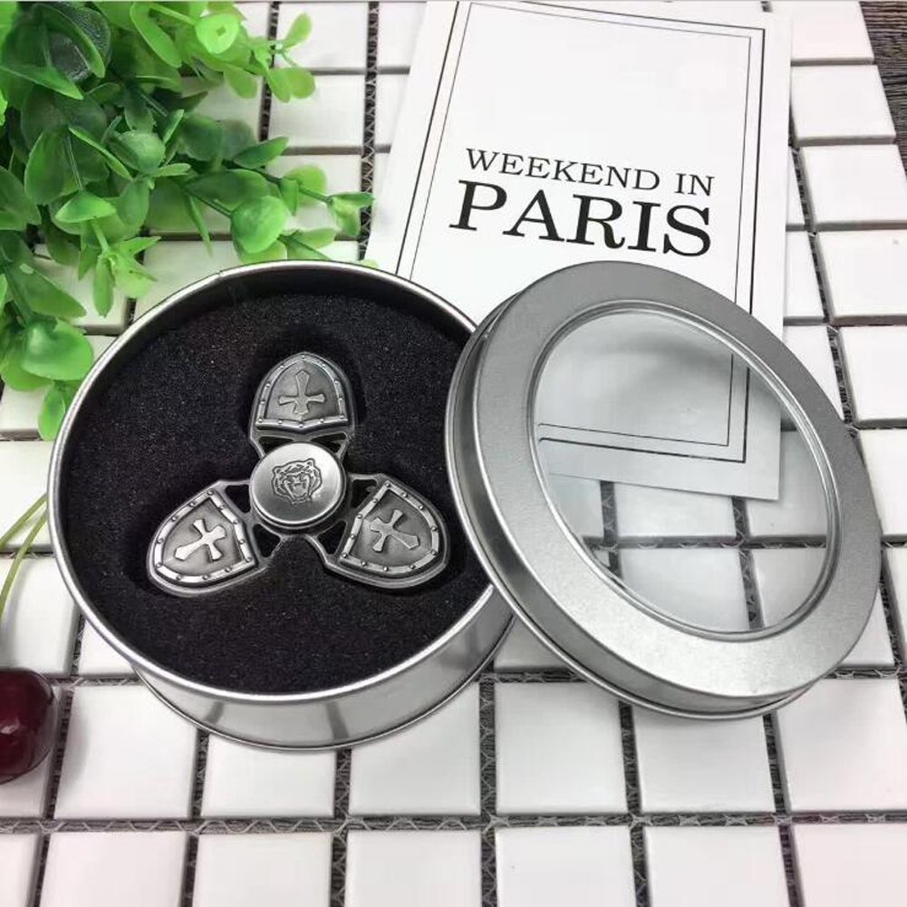 N2N Fidget Spinner - The Crusaders Spinner, Tri-Leaf Gyro of Bronze Alloy with Ceramic Bearing,High Speed Spins, Anxiety Relief Toy (Silver)