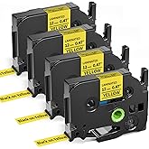 Replacement for Brother TZe-631 TZe631 TZe TZ Tape 12mm 0.47 Laminated Yellow P Touch Label Maker Tape, Compatible with Brother PT-D210 PT-H110 PT-D220 PT-D400 Label Makers, 4-Pack