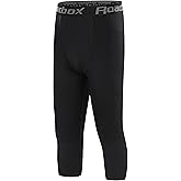 Roadbox Boys Compression Leggings，Youth Athletic Pants Capris Tights，Kids Sports Base Layer Basketball Running
