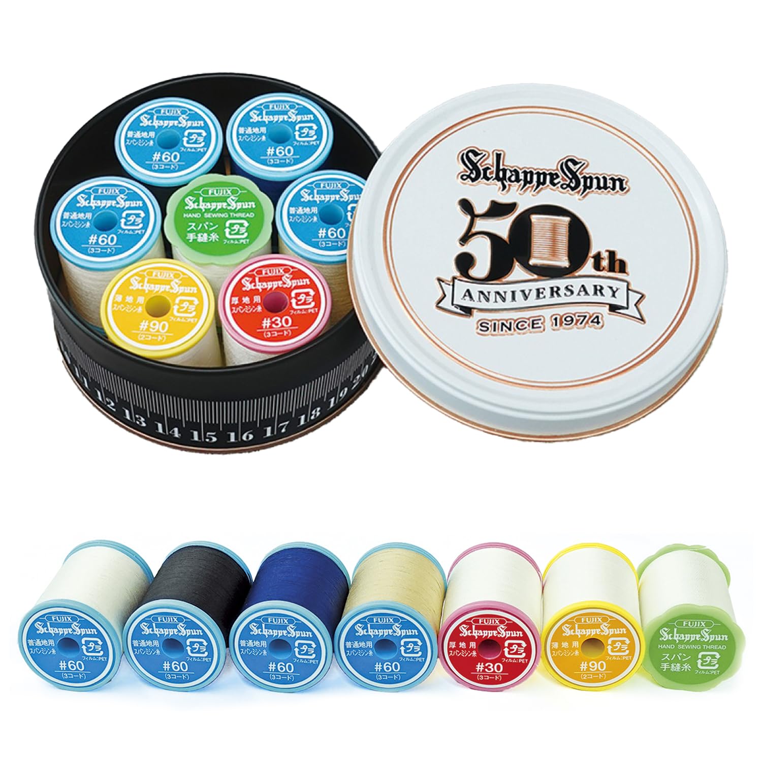 フジックス(Fujix) シャッペスパン ミシン糸 6個 ・ 手縫い糸 1個 50周年記念缶 セット F56KAN50商品画像