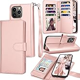 Tekcoo Wallet Case Compatible with iPhone 14 Plus (6.7 inch) 2022 Luxury ID Cash Credit Card Slots Holder Carrying Pouch Folio Flip PU Leather Cover [Detachable Magnetic Hard Case] - Rose Gold