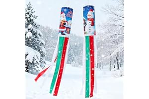 GENERIC Jyrzolvn 2 Pcs Christmas Windsock，40 Inches Snowman and Santa Claus Merry Christmas Wind Sock Xmas Outdoor Hanging Flag Decor for Home Garden Patio Yard Decoration