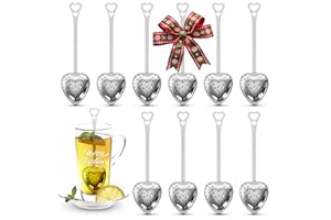KETAR 10 Pcs Heart Tea Infuser for Loose Leaf Tea Steeper – Rust-Resistant Stainless Steel Strainers with Secure Clasp, Easy Brewing Design, Keeps Loose Leaves Contained | Suitable for Parties & Gifting