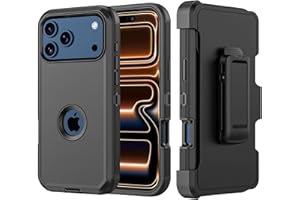 TASHHAR Phone Case for iPhone 17 Pro Max Case,Heavy Duty Hard Shockproof Armor Protector Case Cover with Belt Clip Holster for Apple iPhone 17 Pro Max 5G 2025 Phone Case（Black）