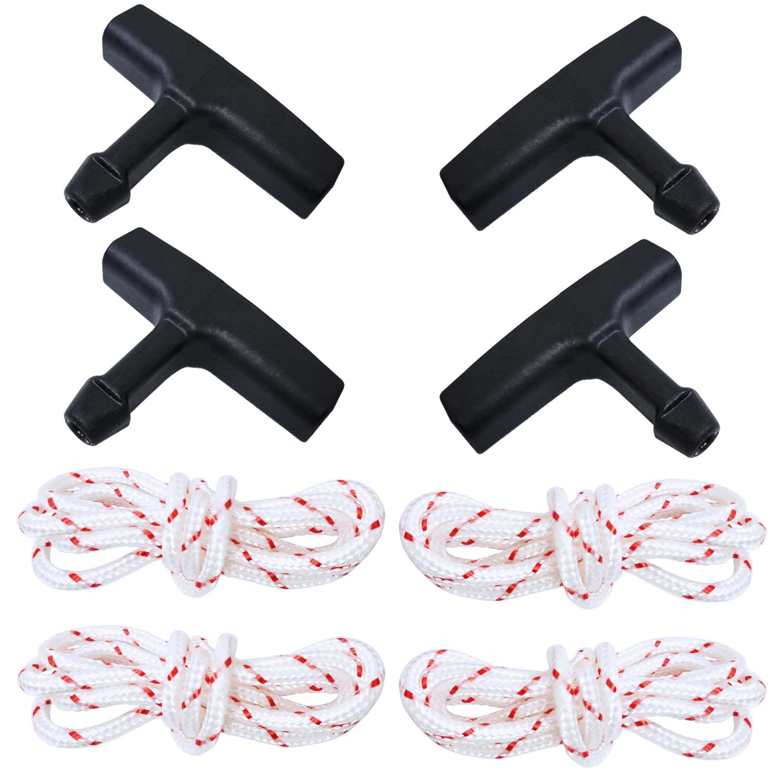 Young Wolf 4 Sets Starter Handle Rope Kits (4.5mm Diameter, 1 Meter Pull Cords & Black Recoil Starter Grip) Compatible with TS400 TS410 TS420