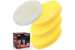 KUIMIT Yellow Polish Pad, 3Pcs 6.5 Inch Face for 6 Inch Buffing Polishing Pads and Woolen Pads 150mm Backing Plate Compound Buffing Sponge for Car Buffer Polisher Compounding, Polishing and Waxing