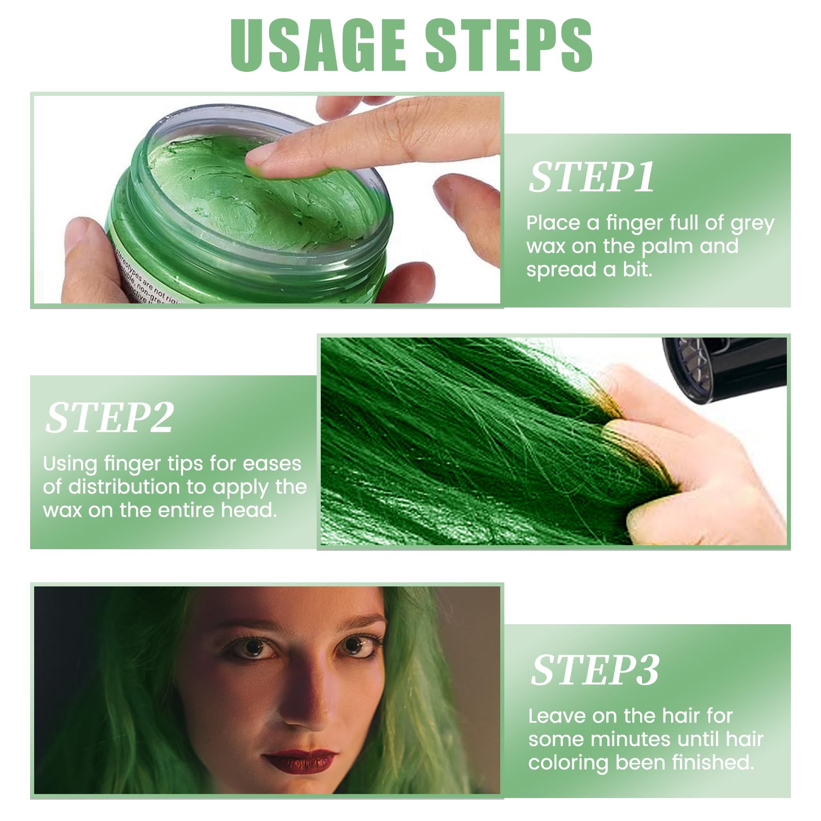 Green Temporary Hair Color Wax - SOVONCARE Washable Hair Dye for Men & Women, All-Day Hold Disposable Hair Styling Clays for Party, Cosplay & Daily 4.23 oz