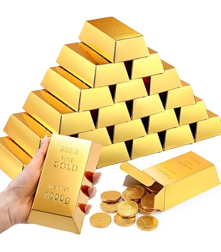 Amazon.com: Honoson 48 Pcs Gold Bar Fake Gift Box Foil Gold Bar
