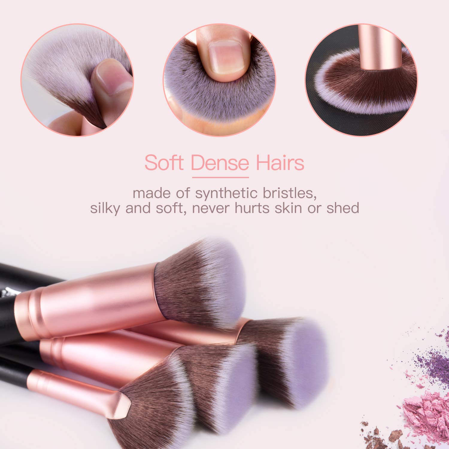 BESTOPE Makeup Brushes 16 PCs Makeup Brush Set Premium Synthetic Foundation Brush Blending Face Powder Blush Concealers Eye Shadows Make Up Brushes Kit (Rose Golden): Beauty