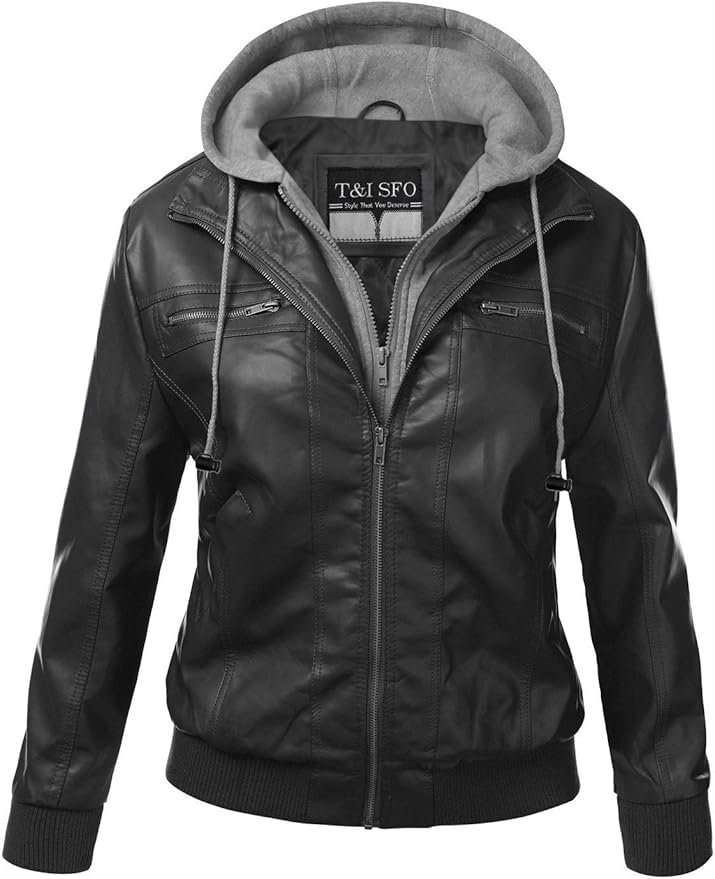 T&I SFO Women's Leather Jacket Amazon.ca Clothing & Accessories