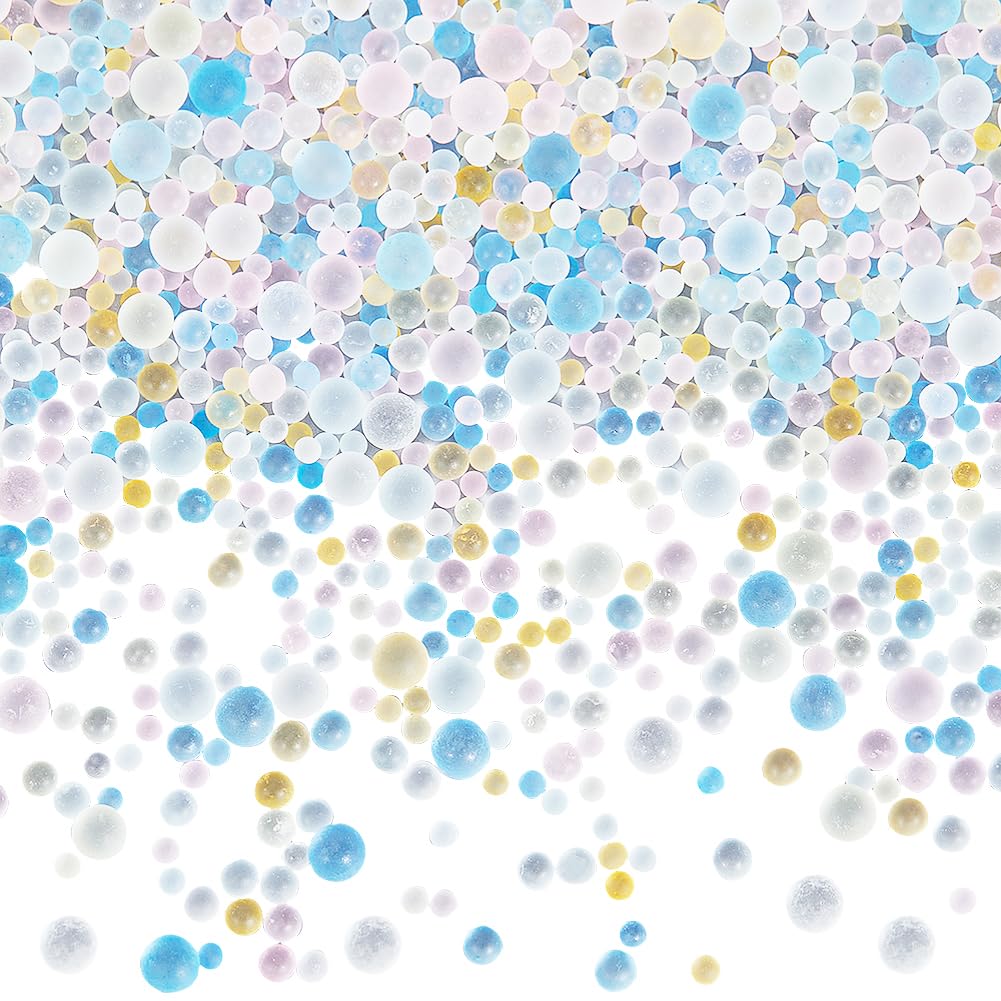 SUNNYCLUE 1 Box 100G Small Bubble Beads Bulk Glass Bead Vase Filler Transparent Colorful Magical Water Droplets Round Loose Miniature No Hole Bead for DIY Crafting Fillers Decorations Jewellery Making