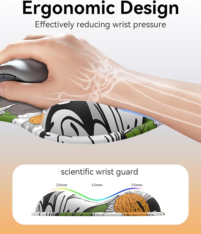 Mauspad mit Gelkissen,Ergonomisches Mousepad mit handauflage mit weichem Gelpolster,rutschfester Basis und erhöhtem Design(Katze 4)
