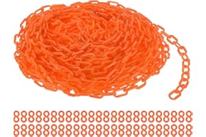 PATIKIL Plastic Chain Links, 100 Foot Safety Barrier Chain Orange for Crowd Control, Queue Line, Parking, Fence, Gate, Concert, Construction Site and Decoration