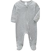Unisex Baby Boy and Girl Zipper Onesie Solid Toddler Footie One-piece Infant Romper Jumpsuit