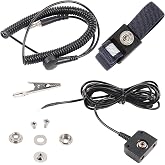 FEITA ESD Mat Anti Static Workstation Grounding Kit, 15 Feet Male Low Profile Grounding Plug Adapter, Universal Snap Kit, 8 Feet Ground Coil Cord with Alligator Clip, Navy Blue Anti-Static Wristband