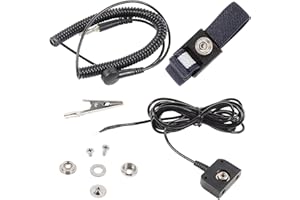 FEITA ESD Mat Anti Static Workstation Grounding Kit, 15 Feet Male Low Profile Grounding Plug Adapter, Universal Snap Kit, 8 Feet Ground Coil Cord with Alligator Clip, Navy Blue Anti-Static Wristband