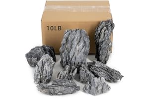 ChaoLeHo Seiryu Stones Natural Slate Stone Rocks 2 to 7 inch Aquariums Stone for Aquascaping, Aquariums, Terrariums, Vivariums Decorative Stone， Reptile Enclosures，Paludariums, and Gardens（10Lb）