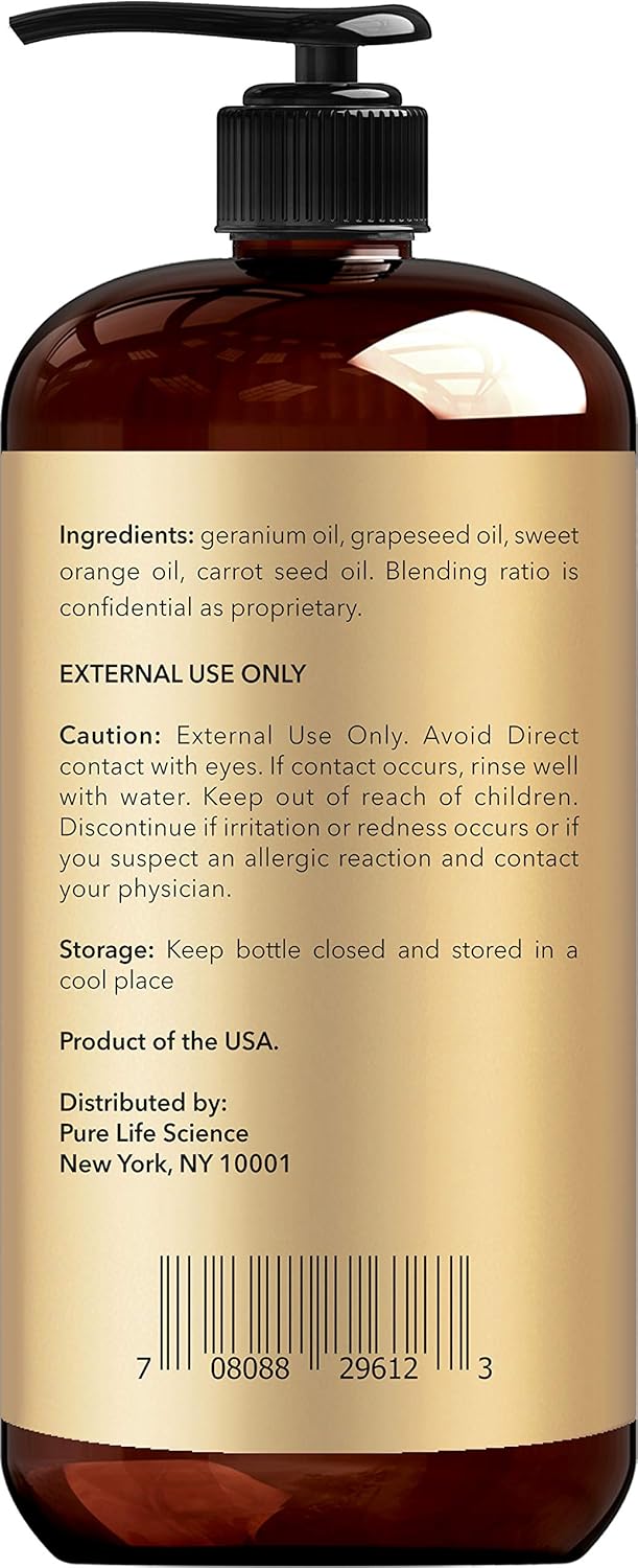 Pure Life Science Stretch Mark Oil - All Natural Ingredients - Stretch Mark & Scar Therapy For Pregnancy & Uneven Skin Tone, Penetrates 6X Deeper Than Stretch Mark Cream, Non-Greasy Formula - 8 OZ: Health & Personal Care