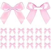 Pink Bow Satin Ribbon for Craft 2" Self Adhesive Premade Mini Bows for Gift Wrapping Crafts, Sewing, Scrapbooking, Weddings, DIY Party Baking Decoration - 50 Counts