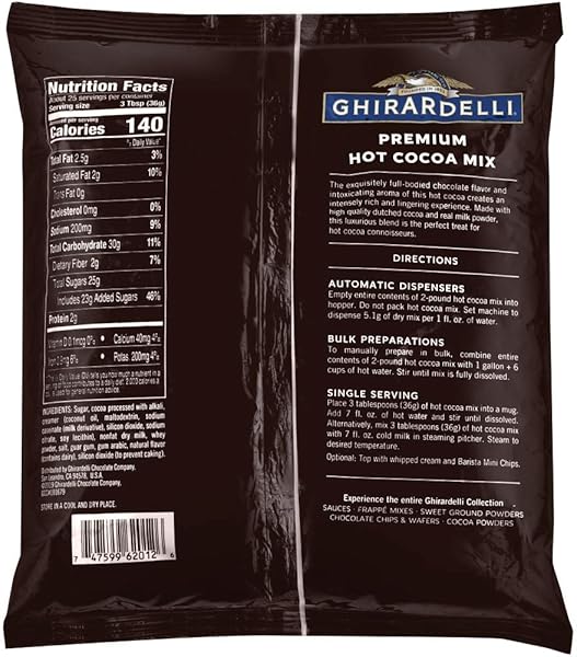 GHIRARDELLI CHOCOLATE PREMIUM INDULGENCE HOT COCOA MIX, 32 OUNCE PACKAGE