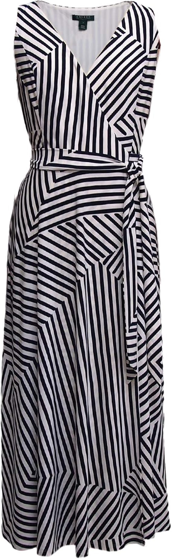 Amazon Co Jp ラルフローレン ローレン レディース ボーダー ストライプ ラップ ワンピース White Navy 並行輸入品 服 ファッション小物